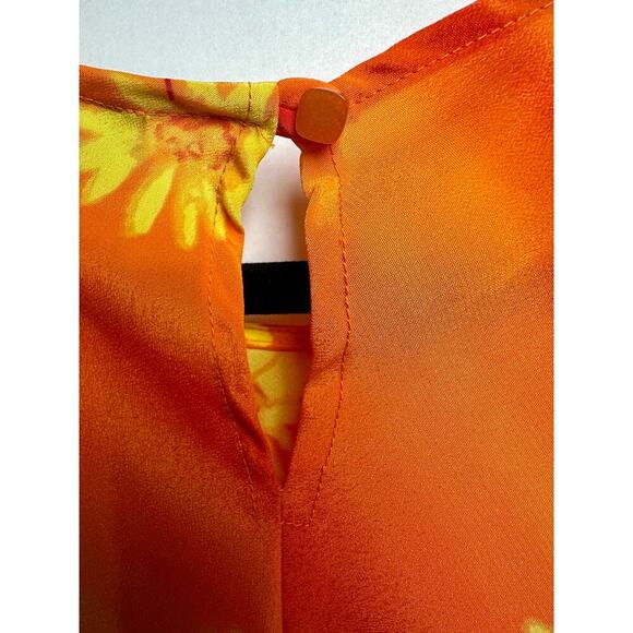 Vintage 90s My Michelle Orange Floral A-Line Dress Size 9/10 Coquette Retro Y2K - Picture 8 of 10